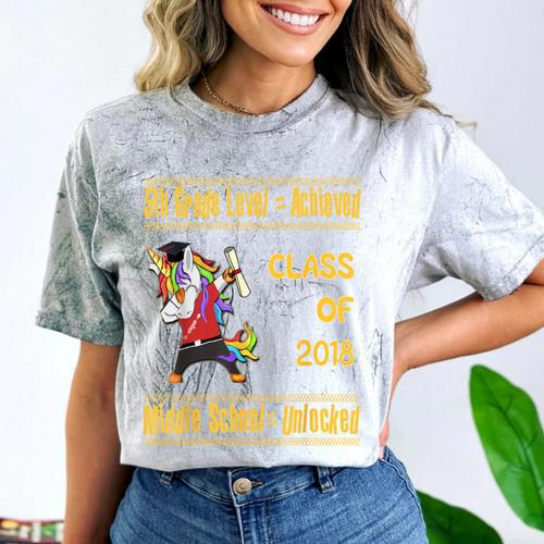 5th Grade Graduation Shirt Dabbing Unicorn Boys Class 2018 Comfort Color Blast T-Shirt - Best Gift Smart