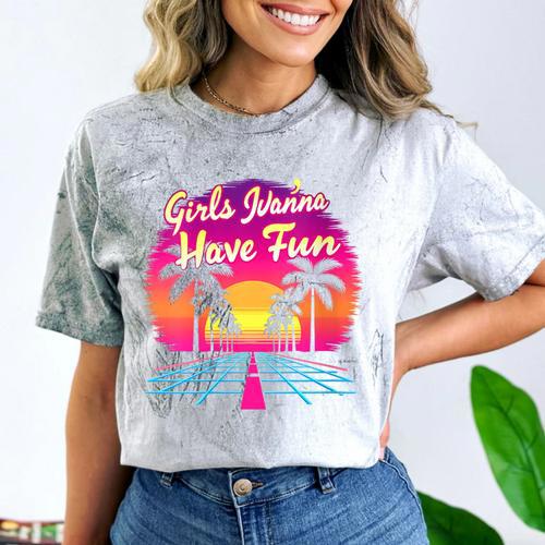 80s Fashion Girls Just Wanna Have Fun 1980s Nostalgia Comfort Color Blast T-Shirt - Figerry