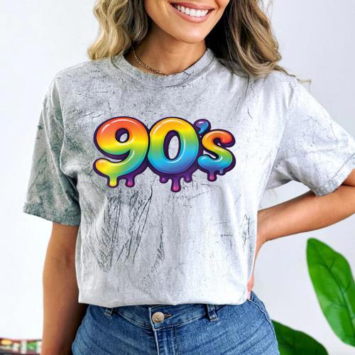 90s Retro Pop Art Rainbow Lips Nostalgia Costume 90s Comfort Color Blast T-Shirt - Figerry