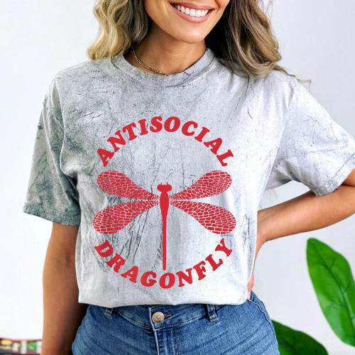 Antisocial Dragonfly Introvert Humor Nature Insect Graphic Comfort Color Blast T-Shirt - Raresse