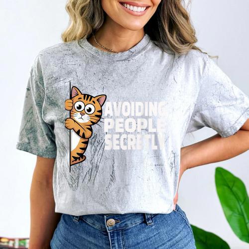 Avoiding People Secretly Cat Introvert Humor Comfort Color Blast T-Shirt - Raresse