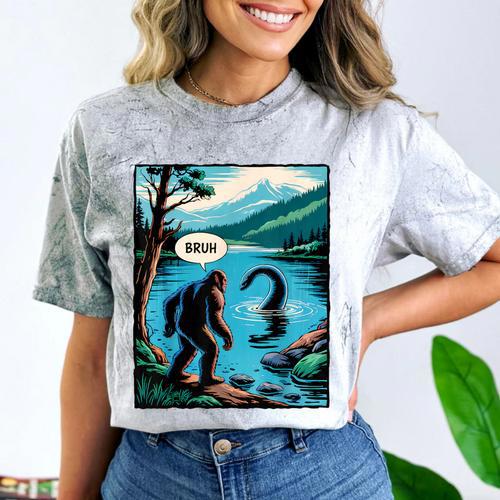 Bigfoot Sasquatch Loch Ness Monster Introvert Bruh Comfort Color Blast T-Shirt - Raresse