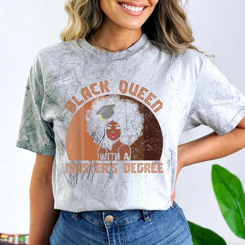 Black Queen With a Masters Degree Melanin Girls Graduation Comfort Color Blast T-Shirt - Best Gift Smart