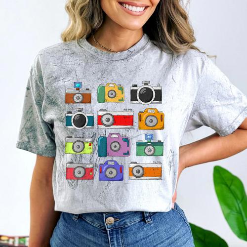 Camera Hand Drawn Old Nostalgia Retro Lens Styles Comfort Color Blast T-Shirt - Figerry