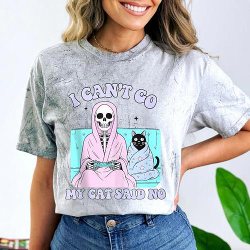 I Can't Go My Cat Said No Introvert Anxiety Cat Lover Comfort Color Blast T-Shirt - Raresse