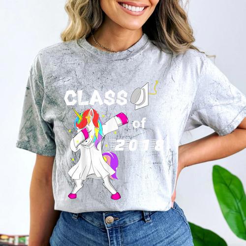 Class Of 2018 Graduation Him Her Unicorn Dabbing Shirt Comfort Color Blast T-Shirt - Best Gift Smart