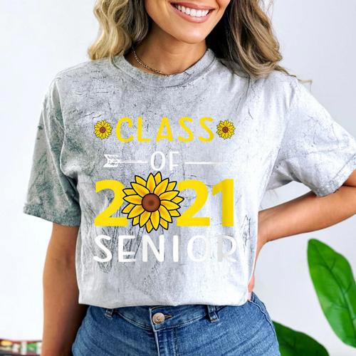 Class Of 2021 Senior Graduation Sunflower Comfort Color Blast T-Shirt - Best Gift Smart