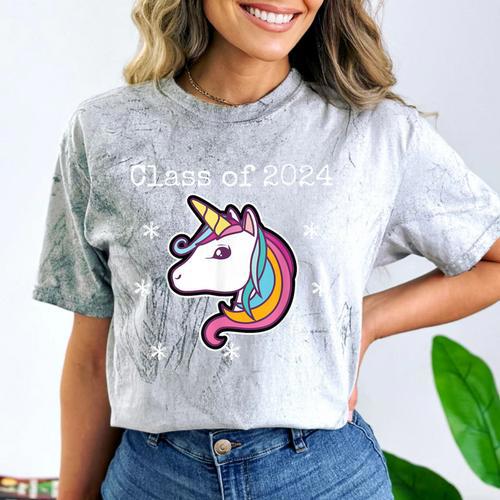 Class Of 2024 Graduation Year Unicorn Tee Shirt Comfort Color Blast T-Shirt - Best Gift Smart