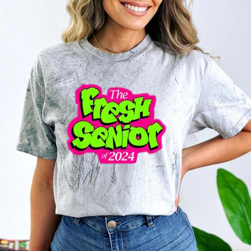 Class Of 2024 Senior Fresh Retro 90s TV Style Graduation Comfort Color Blast T-Shirt - Best Gift Smart