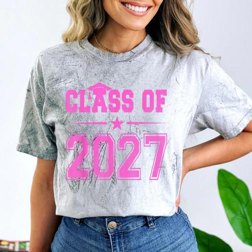 Class Of 2027 Pink Girls Shirt Graduation Comfort Color Blast T-Shirt - Best Gift Smart
