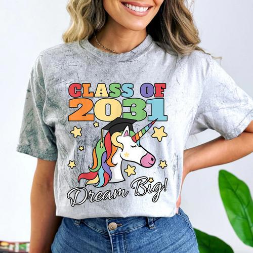 Class Of 2031 Magical Unicorn Graduation Cap Comfort Color Blast T-Shirt - Best Gift Smart