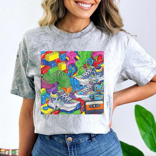 Colorful Kidcore 90s Nostalgia Meme Sneakers Robot Toy Slime Comfort Color Blast T-Shirt - Figerry