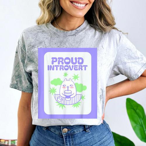 Cool Fun Cute Proud Introvert Cat Character For Men Women Comfort Color Blast T-Shirt - Raresse