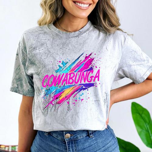Cowabunga Retro 80s 90s Nostalgia Slang Neon Grunge Art Comfort Color Blast T-Shirt - Figerry