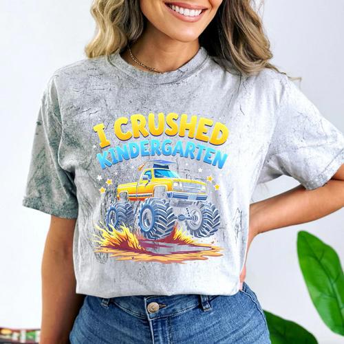 I Crushed Kindergarten Monster Truck Graduation Boys Kids Comfort Color Blast T-Shirt - Best Gift Smart