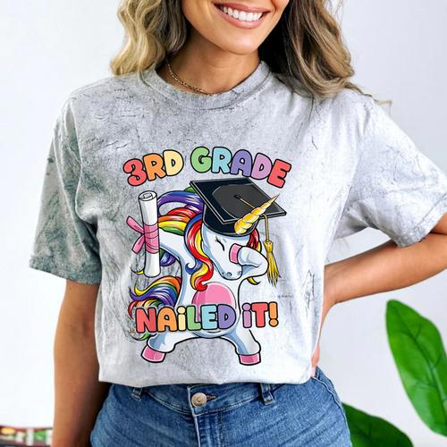 Dabbing 3rd Grade Unicorn Graduation Class Of 2021 Nailed It Comfort Color Blast T-Shirt - Best Gift Smart