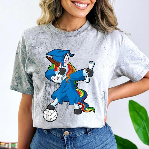 Dabbing Graduation Class 2023 Unicorn Volleyball Comfort Color Blast T-Shirt - Best Gift Smart