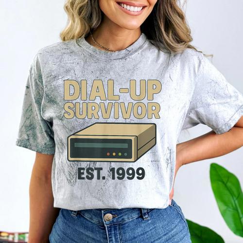 Dial Up Survivor Retro 90s Internet Nostalgia Comfort Color Blast T-Shirt - Figerry