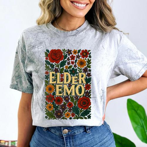 Elder Emo Floral Gothic Vintage Nostalgia Comfort Color Blast T-Shirt - Figerry
