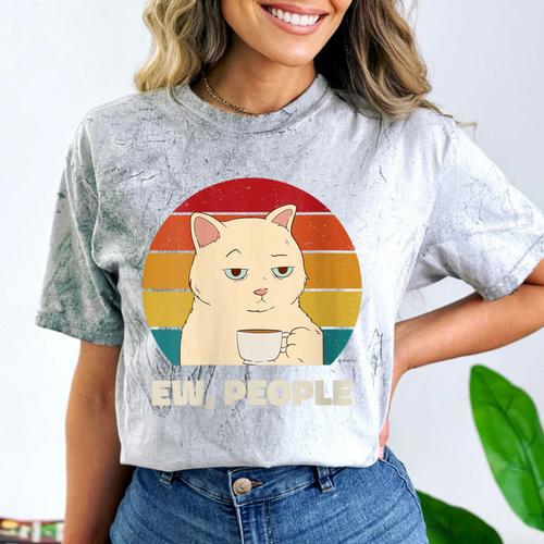 Ew People Introvert Cat Lover Crazy Colorful Cat Lady Comfort Color Blast T-Shirt - Raresse
