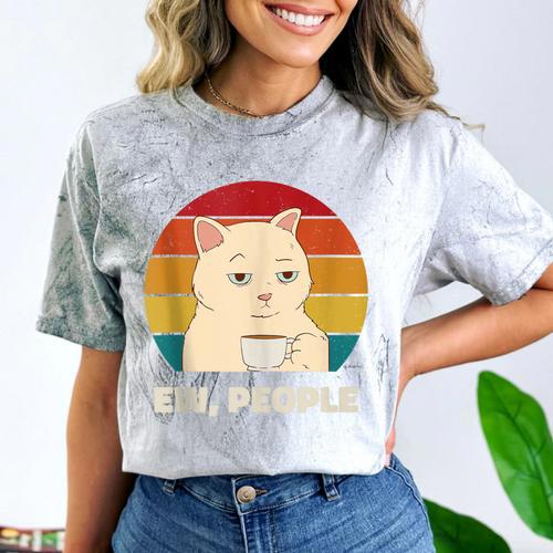 Ew People Introvert Cat Lover Crazy Colorful Cat Lady Comfort Color Blast T-Shirt - Raresse