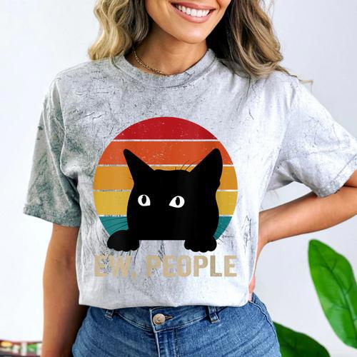 Ew People Introvert Cat Lover Cat Lady Vintage Comfort Color Blast T-Shirt - Raresse
