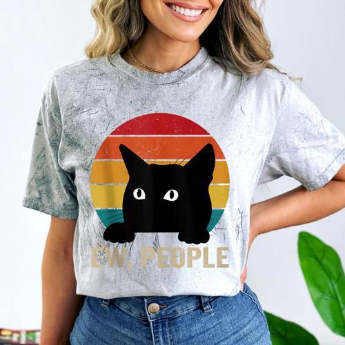 Ew People Introvert Cat Lover Cat Lady Vintage Comfort Color Blast T-Shirt - Raresse
