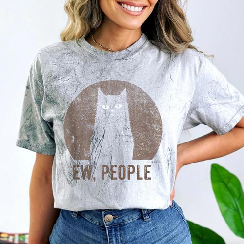 Ew People Introvert Cat Meow Cat Lover Men Women Kids Comfort Color Blast T-Shirt - Raresse