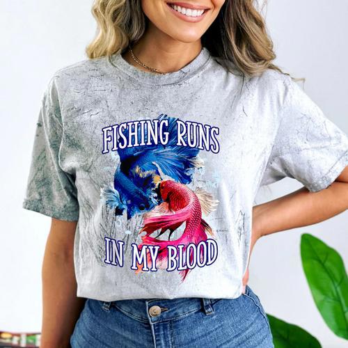Fishing Runs In My Blood Introvert Hobby Antisocial Comfort Color Blast T-Shirt - Raresse