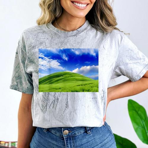 Frutiger Aero Meadow Aesthetic Y2k 2000s Ironic Nostalgic Comfort Color Blast T-Shirt - Figerry