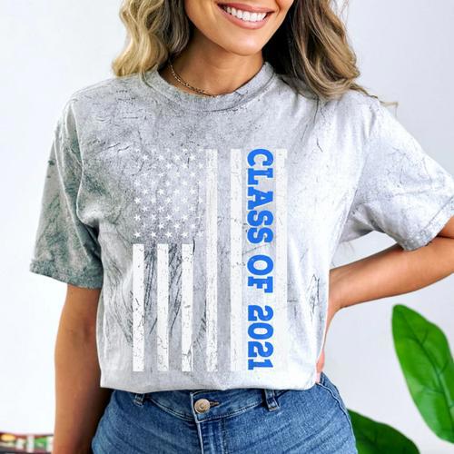 Funny Class Of 2021 American Flag Senior Graduation Comfort Color Blast T-Shirt - Best Gift Smart