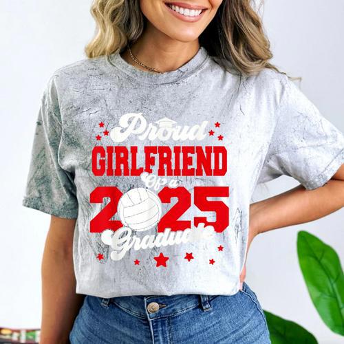 Girlfriend Of a 2025 Graduate Prom Graduation 25 VolleyBall Comfort Color Blast T-Shirt - Best Gift Smart