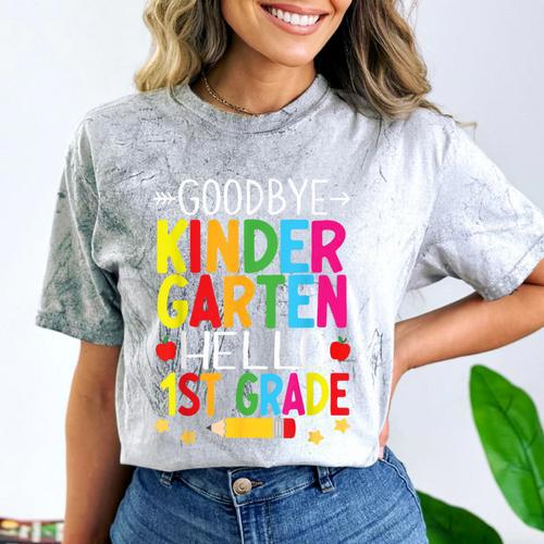 Goodbye Kinder Garten Hello 1st Grade Graduation 2024 Comfort Color Blast T-Shirt - Best Gift Smart