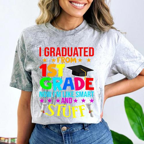I Graduated From 1st Grade Graduation Matching Student Comfort Color Blast T-Shirt - Best Gift Smart