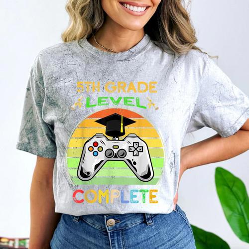 Graduation 5th Grade Level Complete Gamer Class 2021 Gaming Comfort Color Blast T-Shirt - Best Gift Smart