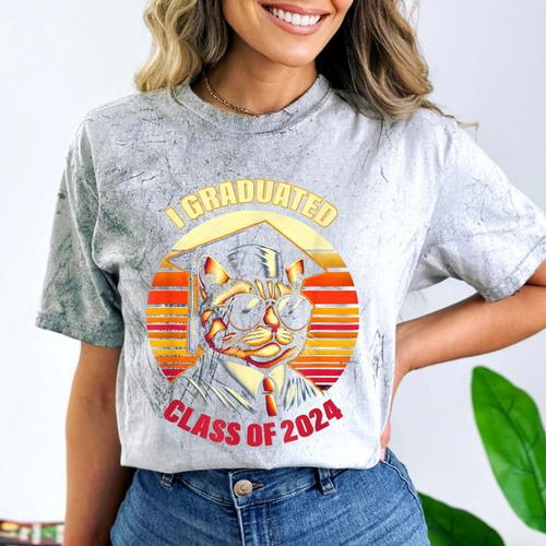 Graduation Day 2024 Graduate For School Degree College Cat Men Women Comfort Color Blast T-Shirt - Best Gift Smart