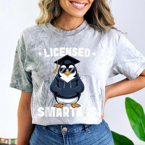Graduation Penguin Licensed Smartass Graduate Comfort Color Blast T-Shirt - Best Gift Smart
