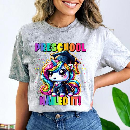 Graduation Preschool Unicorn Nailed It Pre-K Girls Grad Comfort Color Blast T-Shirt - Best Gift Smart