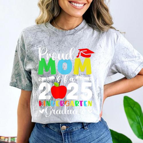 Graduation Proud Mom Of 2025 Kindergarten Graduate Comfort Color Blast T-Shirt - Best Gift Smart