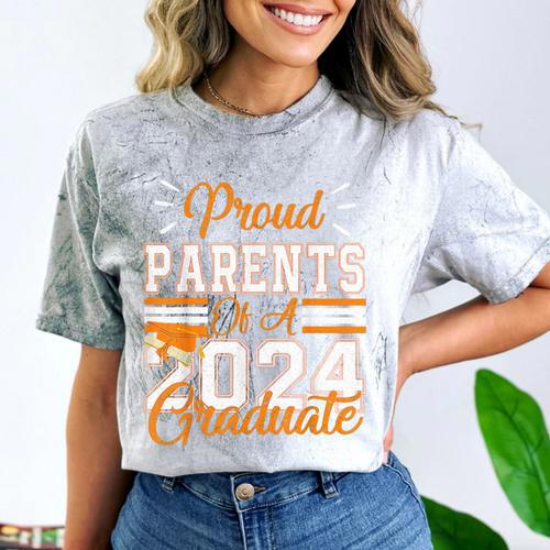 Graduation Proud Parents Of a 2024 Graduate For Mom And Dad Comfort Color Blast T-Shirt - Best Gift Smart