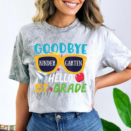 Graduation Shirt Goodbye Kindergarten Hello 1st Grade School Comfort Color Blast T-Shirt - Best Gift Smart