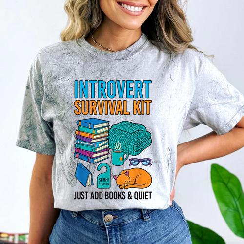 Introvert Book Lover Introvert Survival Kit Comfort Color Blast T-Shirt - Raresse