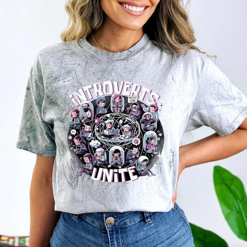 Introverts Unite Quirky Solitude Comfort Color Blast T-Shirt - Raresse