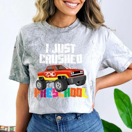 I Just Crushed Preschool Monster Truck Graduation Comfort Color Blast T-Shirt - Best Gift Smart
