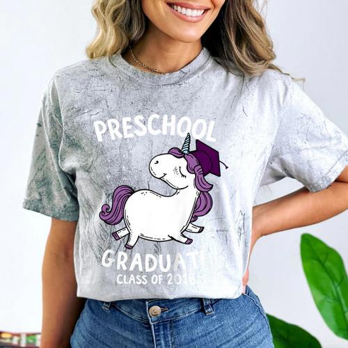 Kids Class Of 2018 Unicorn Preschool Graduation For Girls Comfort Color Blast T-Shirt - Best Gift Smart