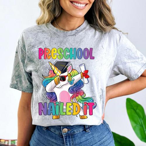 Kids Preschool Graduate Unicorn Nailed It Preschool Graduation Comfort Color Blast T-Shirt - Best Gift Smart