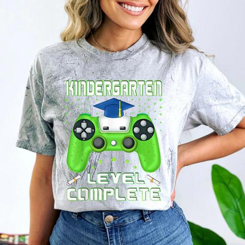 Kindergarten Graduation Level Complete Gamer Class 2024 Kids Comfort Color Blast T-Shirt - Best Gift Smart