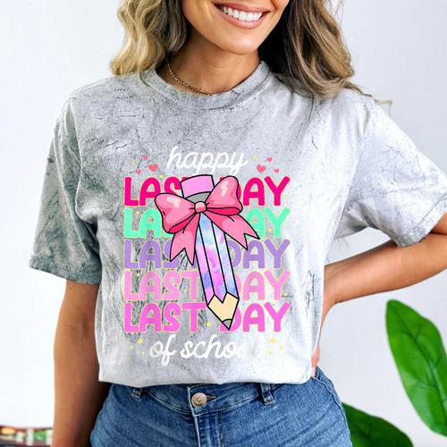 Last Day Of School Shirt Coquette Bow School Graduation Comfort Color Blast T-Shirt - Best Gift Smart