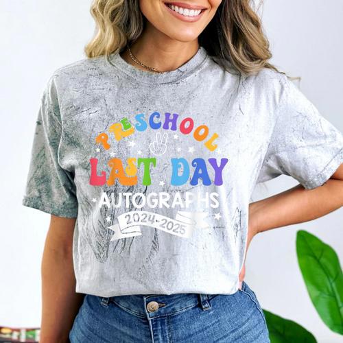 Last Day Of School Year 2025 Preschool Autograph Graduation Comfort Color Blast T-Shirt - Best Gift Smart