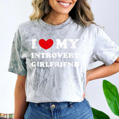 I Love My Introvert Girlfriend I Heart My Introvert GF Comfort Color Blast T-Shirt - Raresse